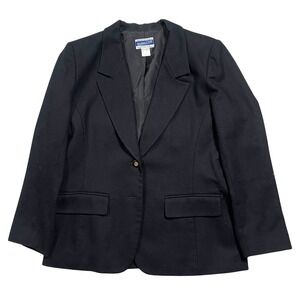 Vintage Pendleton Petite Black Wool Blazer Jacket Women's Size 10 Button